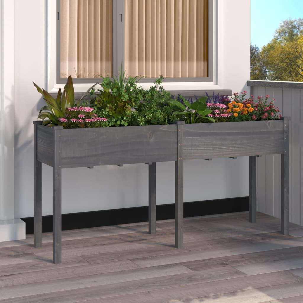Pflanzkübel mit Einsatz und Rollen 71x37x80 cm Massivholz Tanne