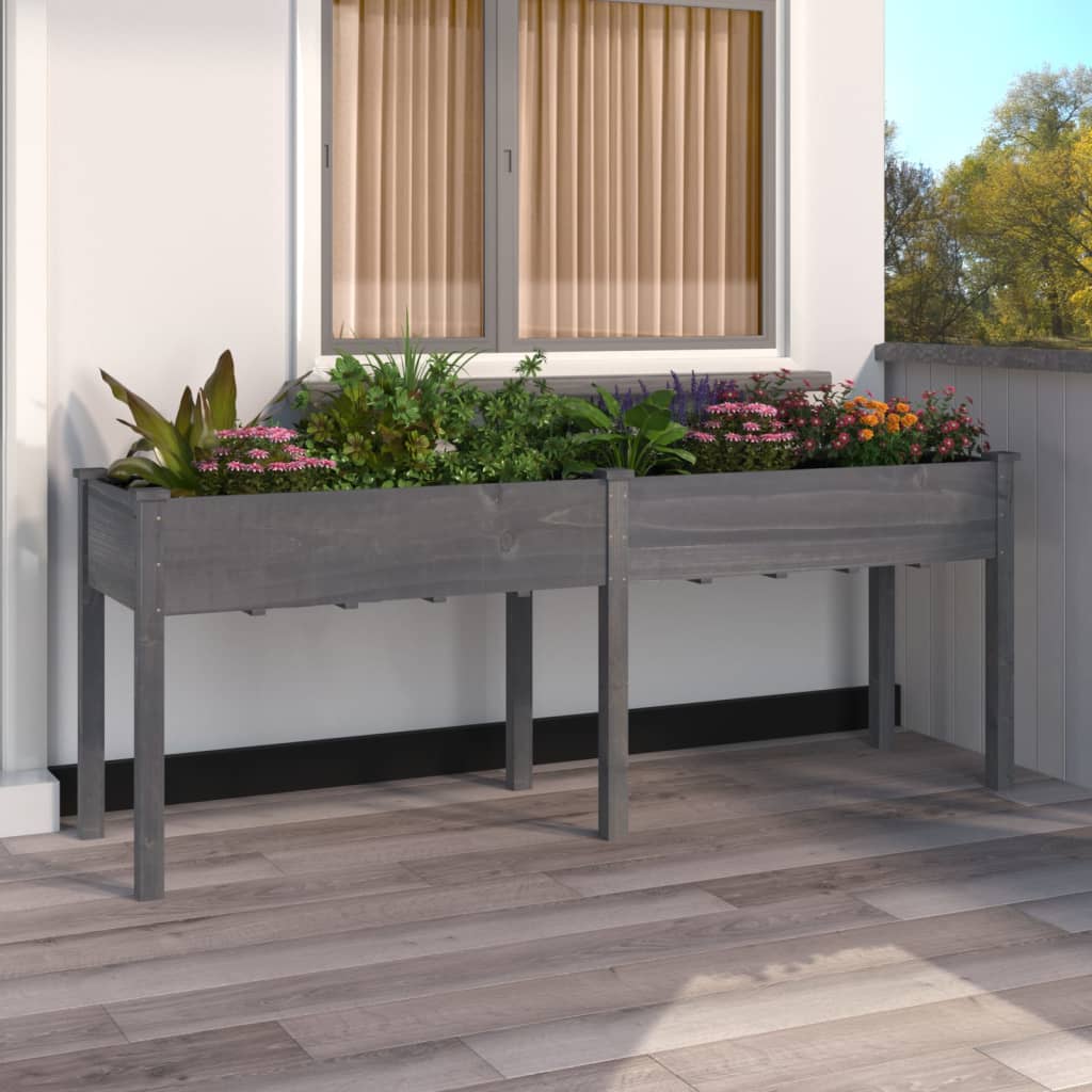 Pflanzkübel mit Einsatz und Rollen 71x37x80 cm Massivholz Tanne