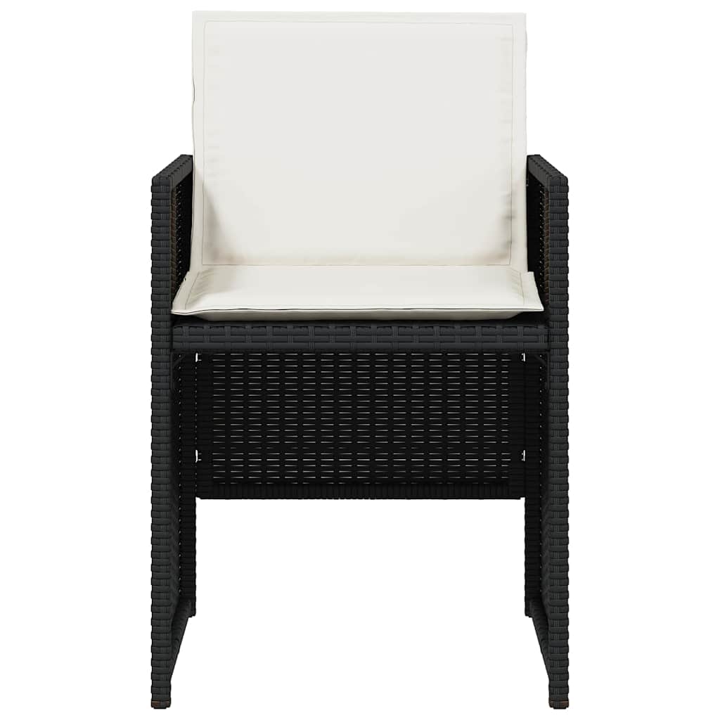 vidaXL Gartenstühle mit Kissen 4 Stk. Schwarz Poly Rattan