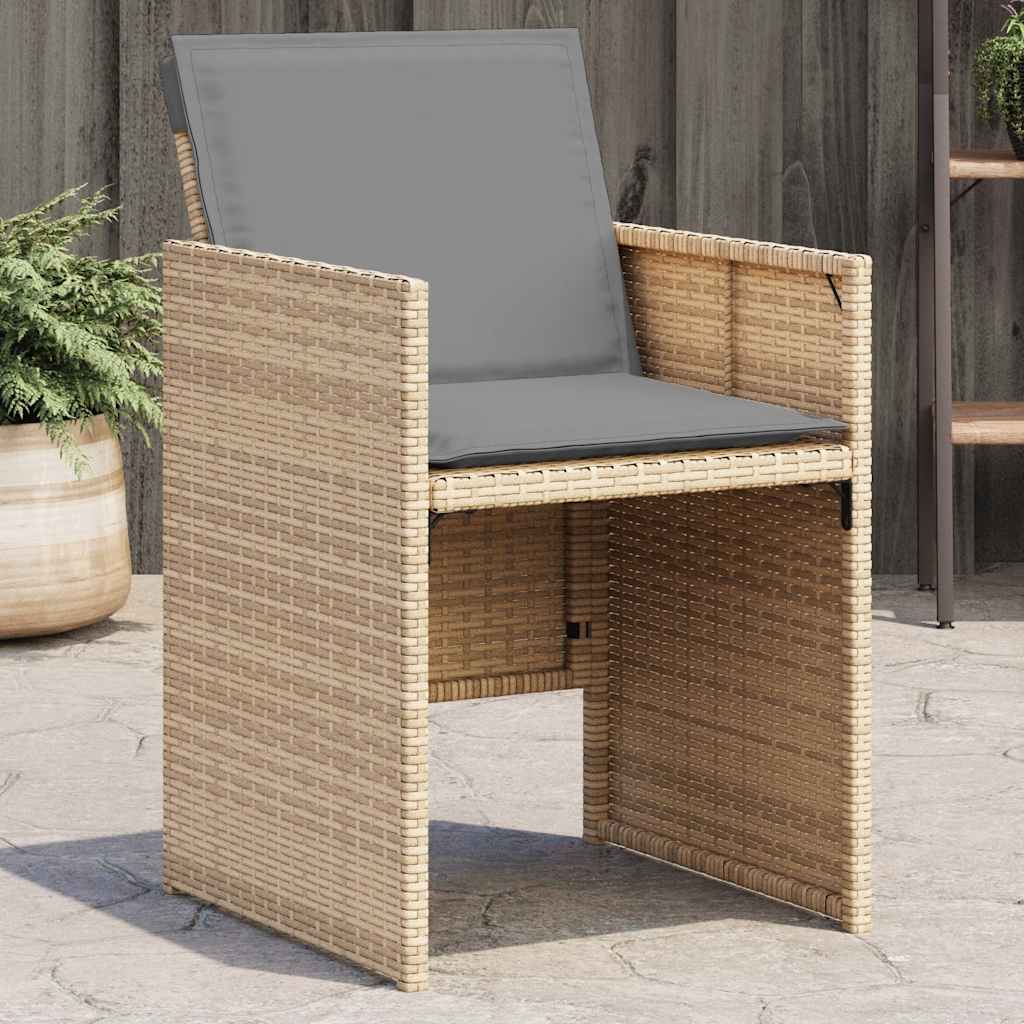 vidaXL Gartenstühle mit Kissen 4 Stk. Schwarz Poly Rattan