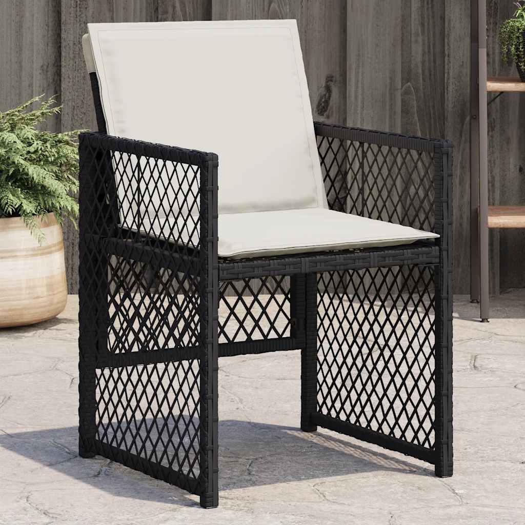 vidaXL Gartenstühle mit Kissen 4 Stk. Schwarz Poly Rattan
