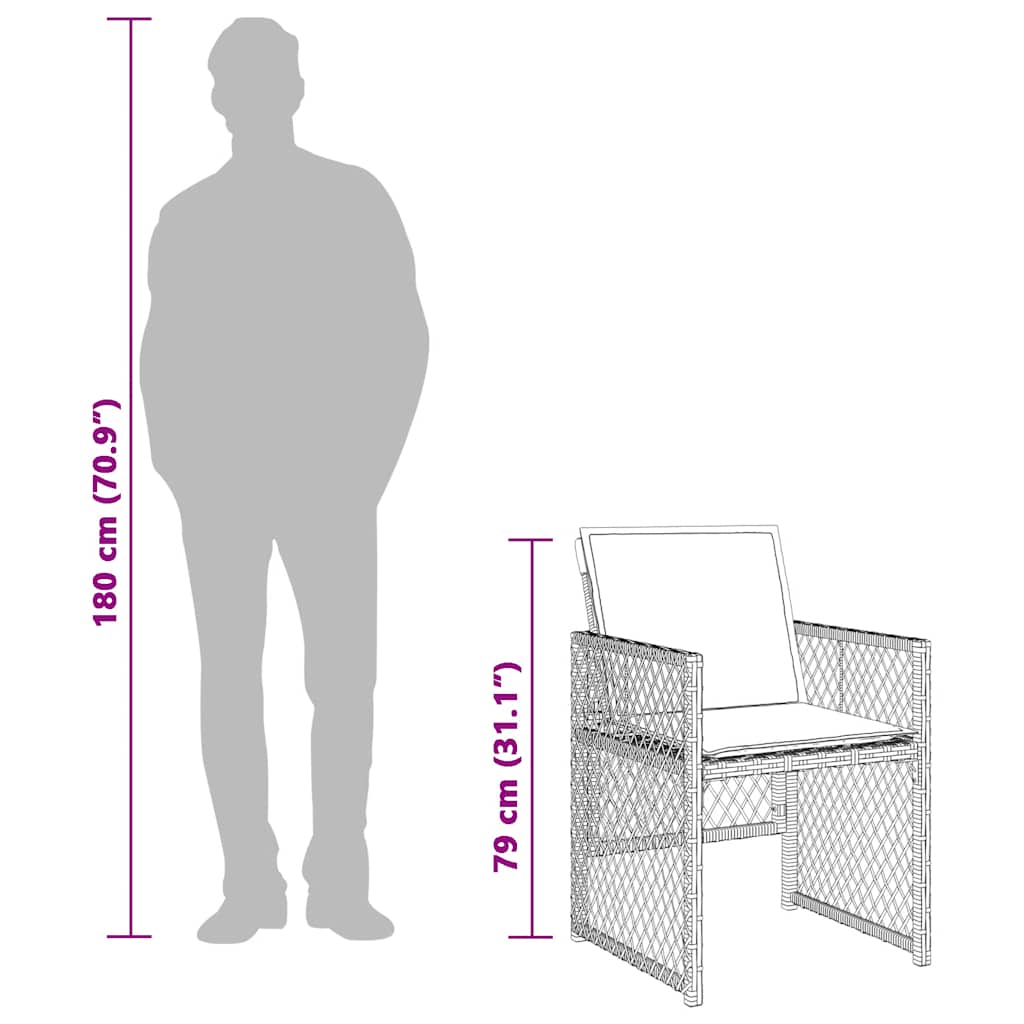 vidaXL Gartenstühle mit Kissen 4 Stk. Schwarz Poly Rattan