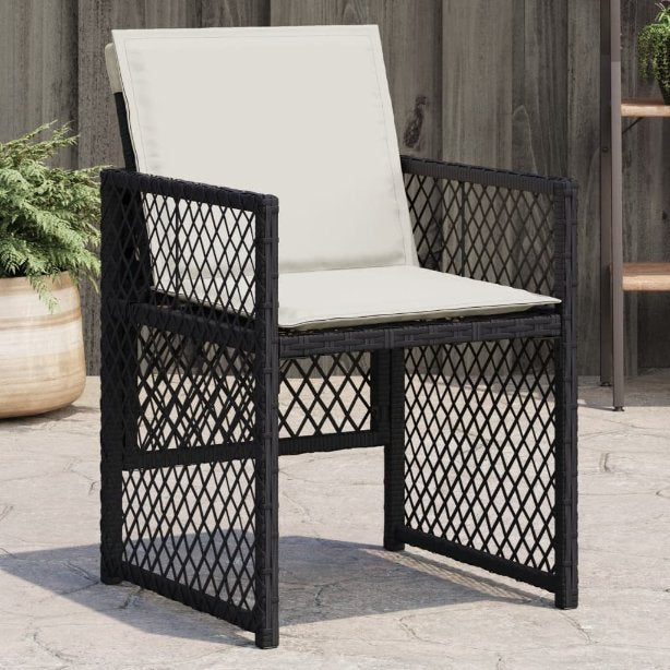 vidaXL Gartenstühle mit Kissen 4 Stk. Schwarz Poly Rattan