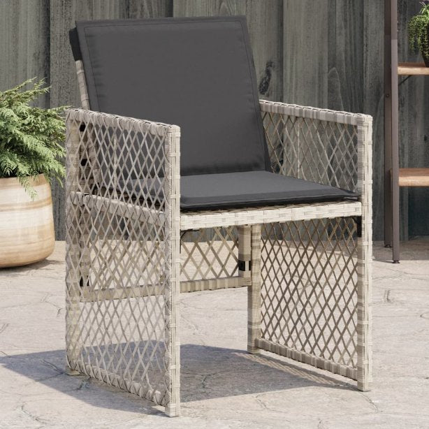 vidaXL Gartenstühle mit Kissen 4 Stk. Schwarz Poly Rattan