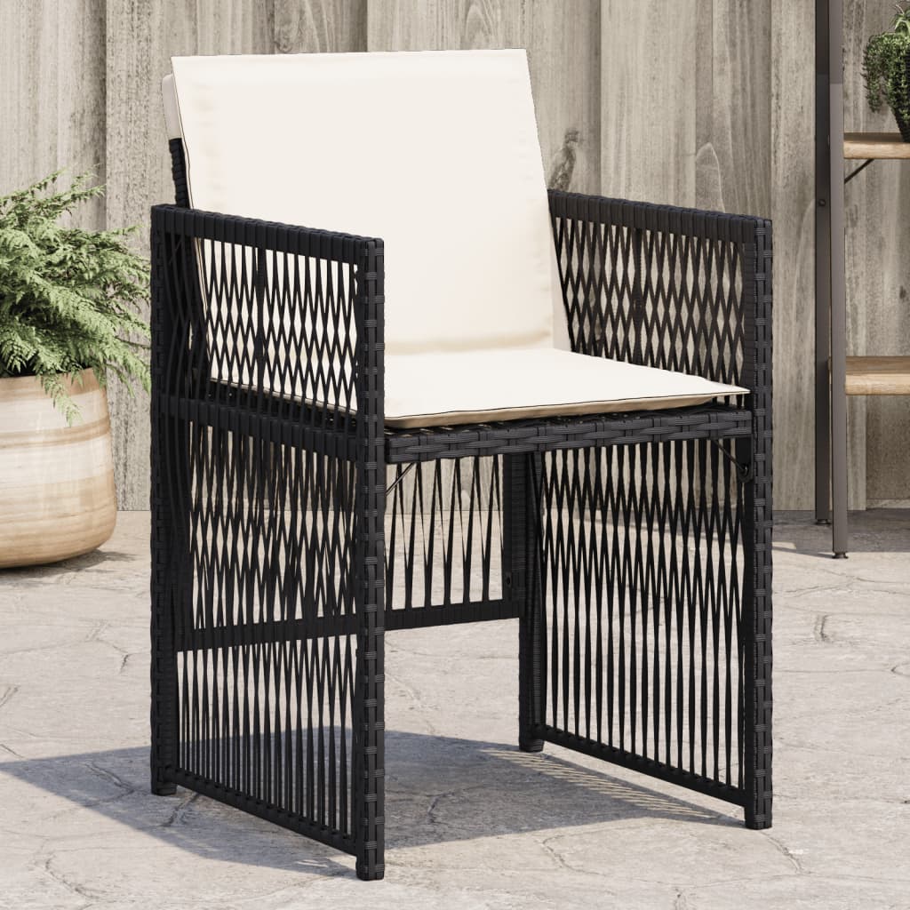 vidaXL Gartenstühle mit Kissen 4 Stk. Schwarz Poly Rattan