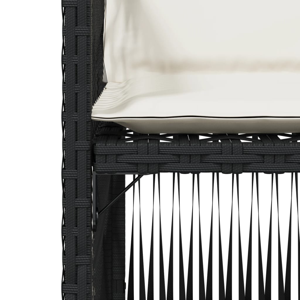 vidaXL Gartenstühle mit Kissen 4 Stk. Schwarz Poly Rattan