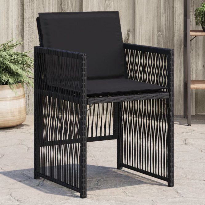 vidaXL Gartenstühle mit Kissen 4 Stk. Schwarz Poly Rattan