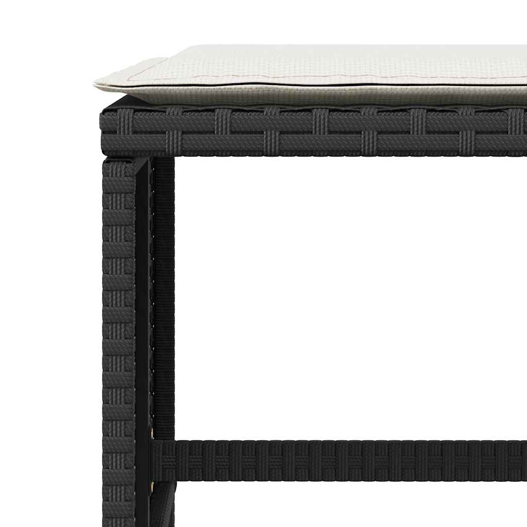 vidaXL Gartenhocker mit Kissen 4 Stk. Schwarz 41x41x36 cm Poly Rattan