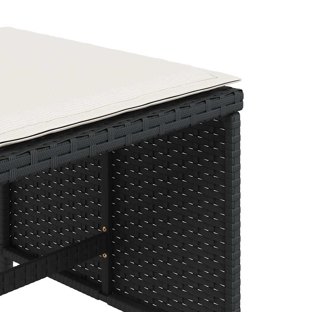 vidaXL Gartenhocker mit Kissen 4 Stk. Schwarz 41x41x36 cm Poly Rattan