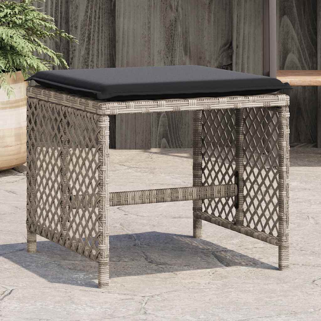 vidaXL Gartenhocker mit Kissen 4 Stk. Schwarz 41x41x36 cm Poly Rattan