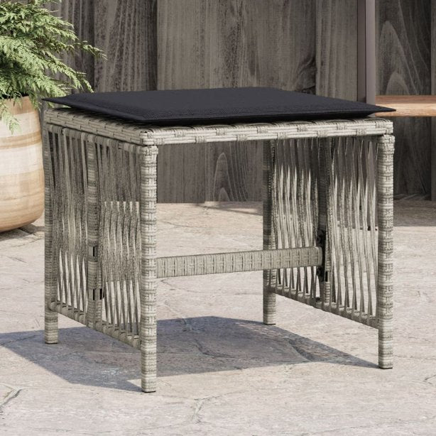 vidaXL Gartenhocker mit Kissen 4 Stk. Schwarz 41x41x36 cm Poly Rattan