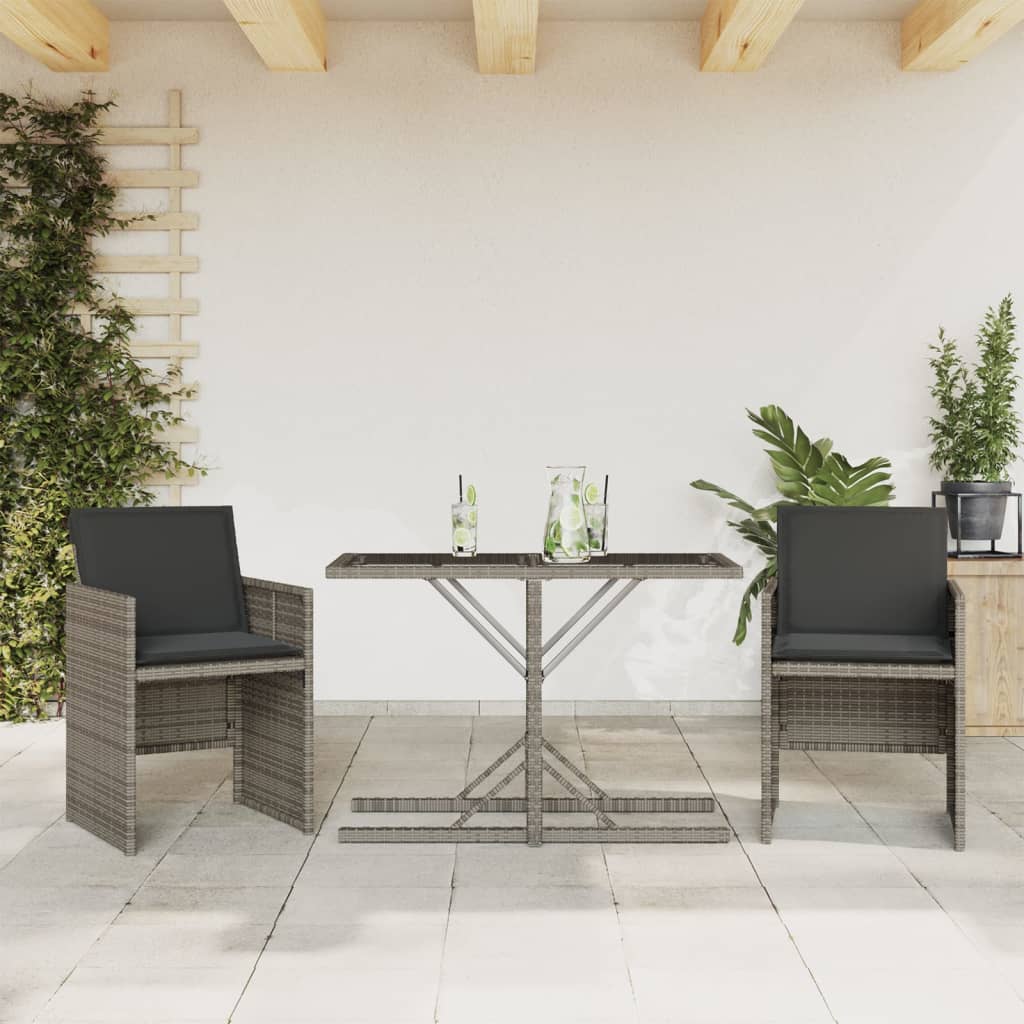 vidaXL 3-tlg. Bistro-Set mit Kissen Schwarz Poly Rattan