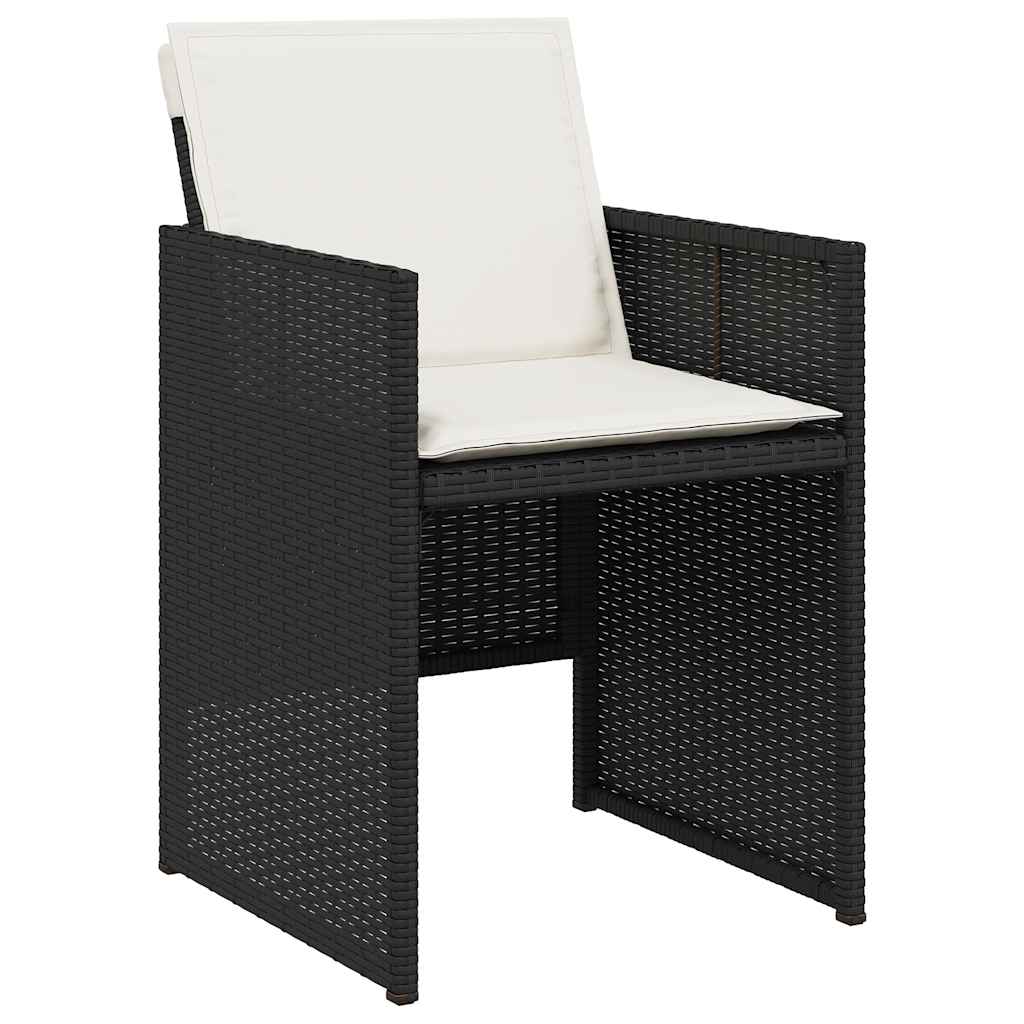 vidaXL 5-tlg. Garten-Essgruppe mit Kissen Schwarz Poly Rattan