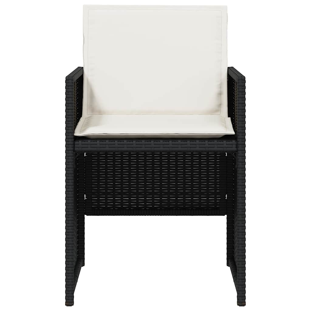 vidaXL 5-tlg. Garten-Essgruppe mit Kissen Schwarz Poly Rattan