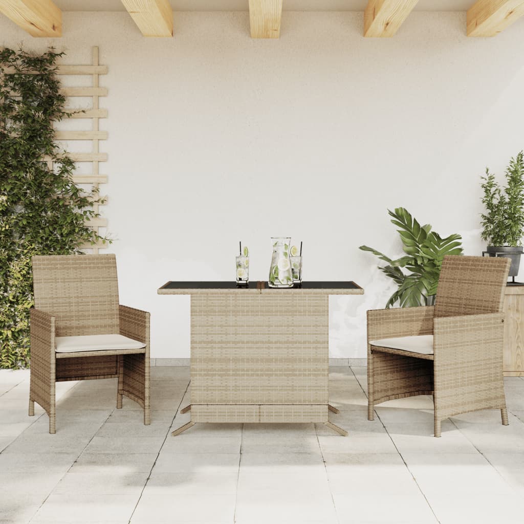 vidaXL 3-tlg. Bistro-Set mit Kissen Schwarz Poly Rattan