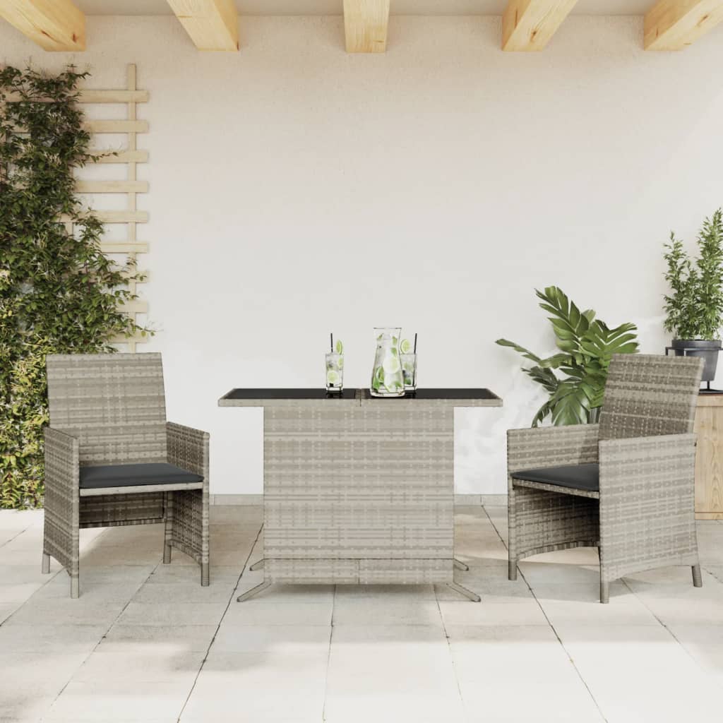 vidaXL 3-tlg. Bistro-Set mit Kissen Schwarz Poly Rattan