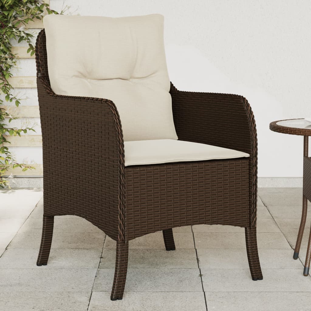 vidaXL Gartenstühle mit Kissen 2 Stk. Schwarz Poly Rattan