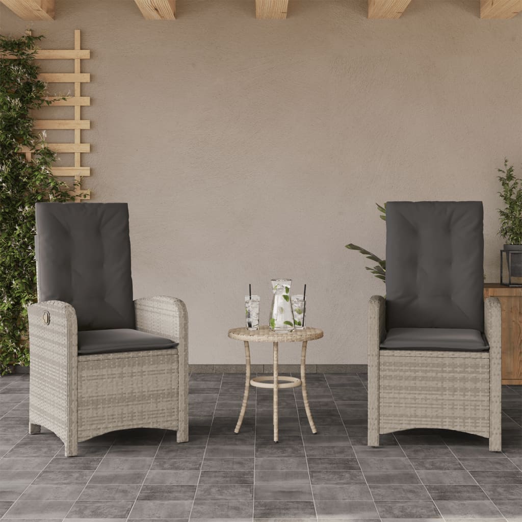 vidaXL Gartensessel Verstellbar mit Kissen Schwarz Poly Rattan