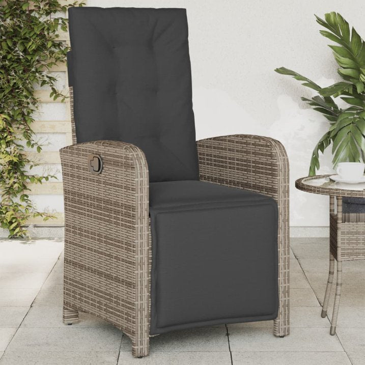 vidaXL Gartensessel mit Fußteil Verstellbar Schwarz Poly Rattan