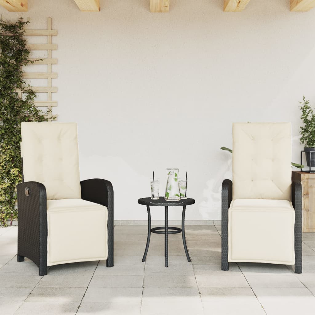 vidaXL Gartensessel mit Fußteil Verstellbar Schwarz Poly Rattan