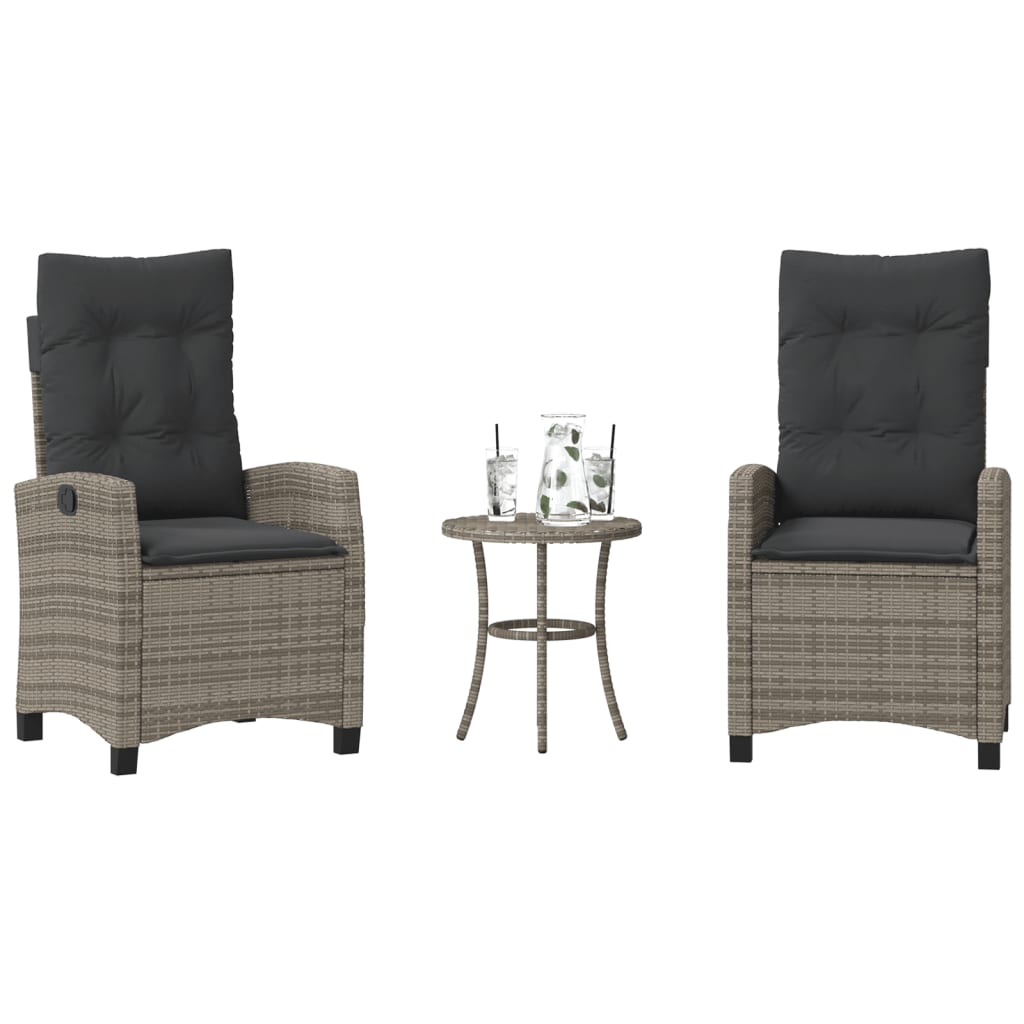 vidaXL 3-tlg. Bistro-Set mit Kissen Schwarz Poly Rattan