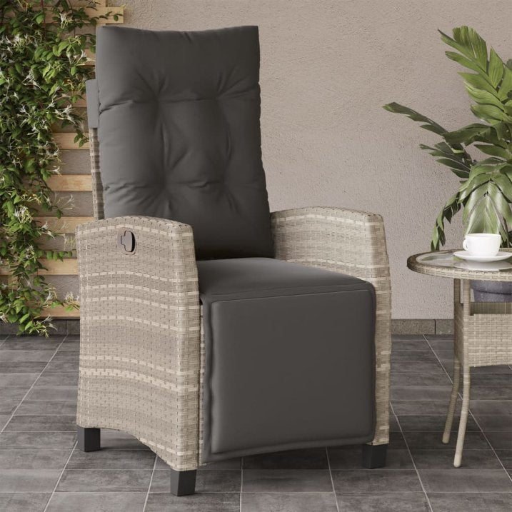 vidaXL Gartensessel Verstellbar mit Kissen Schwarz Poly Rattan