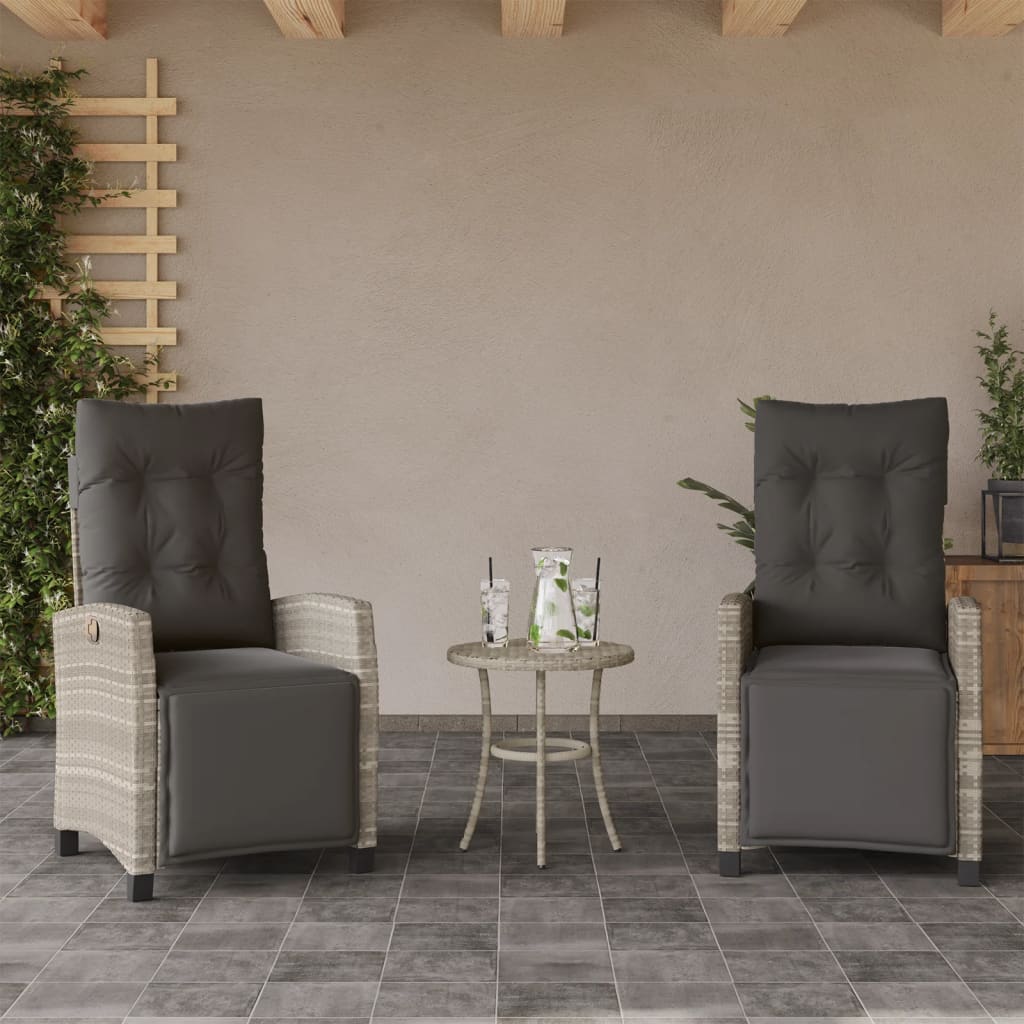 vidaXL Gartensessel Verstellbar mit Kissen Schwarz Poly Rattan