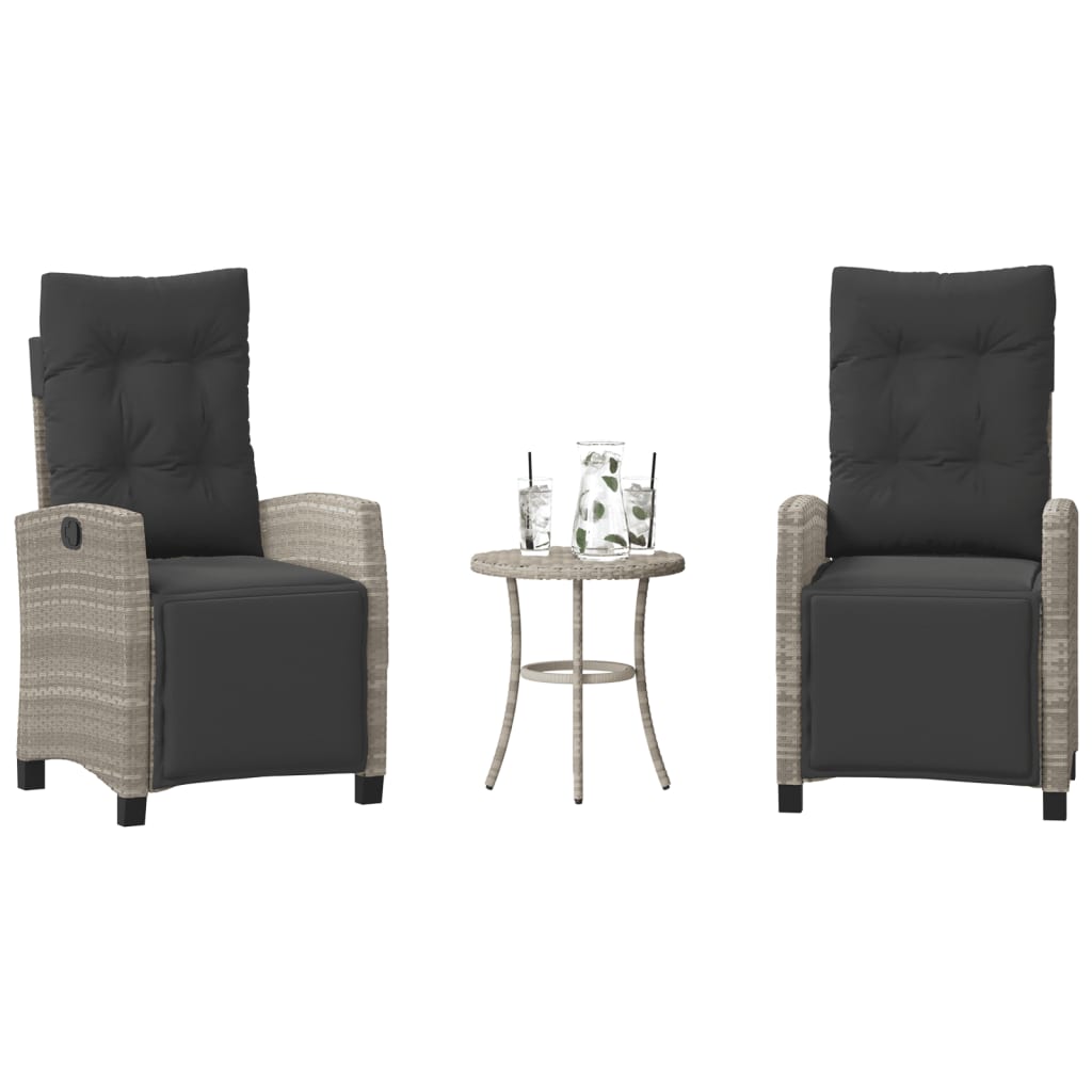 vidaXL 3-tlg. Bistro-Set mit Kissen Schwarz Poly Rattan