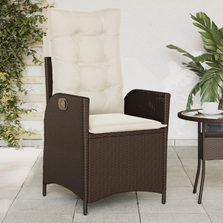 vidaXL Gartensessel Verstellbar mit Kissen Schwarz Poly Rattan