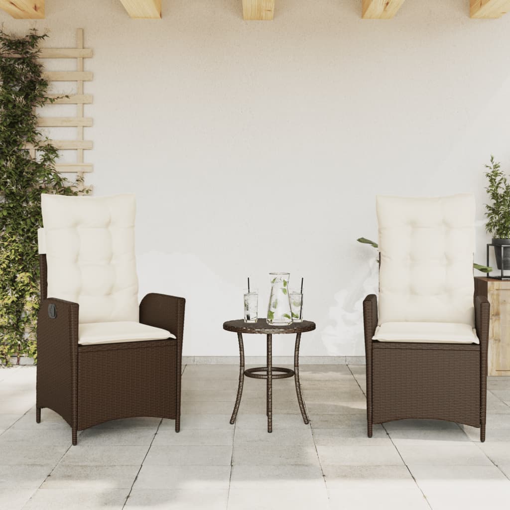 vidaXL Gartensessel Verstellbar mit Kissen Schwarz Poly Rattan