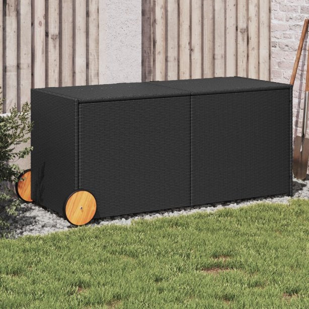 vidaXL Gartentruhe Schwarz 283L Poly Rattan