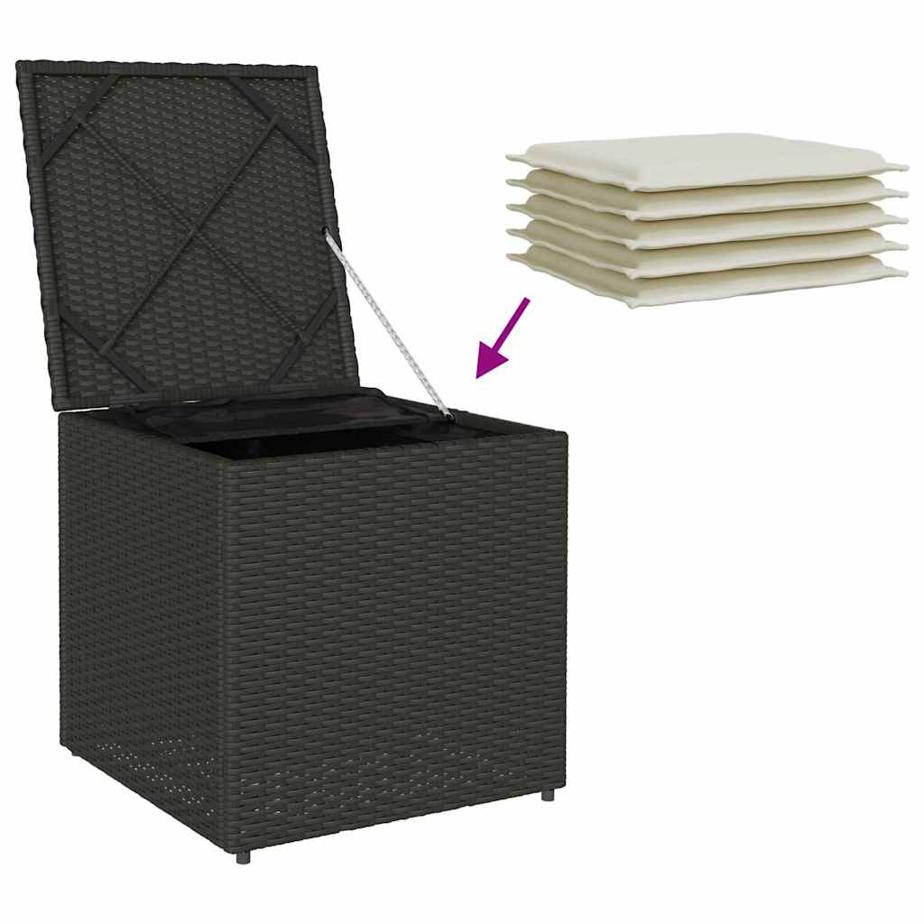 vidaXL Kissenbox mit Speicher Schwarz 50 x 50 x 50 cm Poly-Rattan