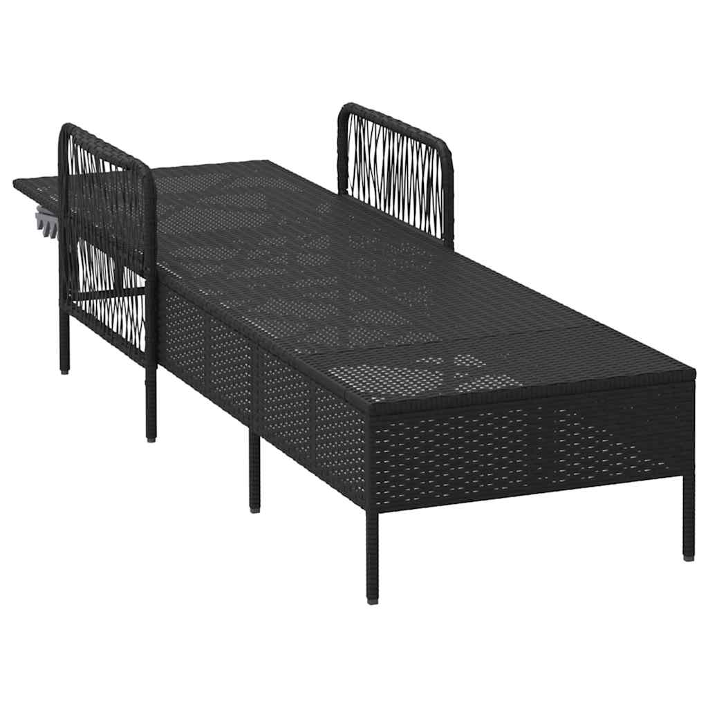 vidaXL Sonnenliege Schwarz und Cremeweiß 55 x 200 x 92 cm Poly-Rattan
