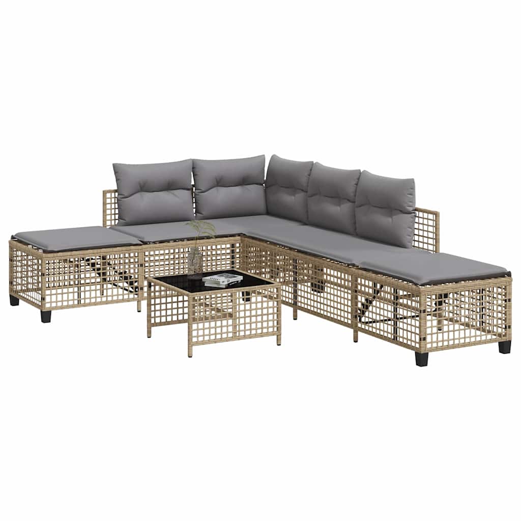 vidaXL 3-tlg. Garten-Ecksofa-Set mit Kissen Schwarz Poly Rattan