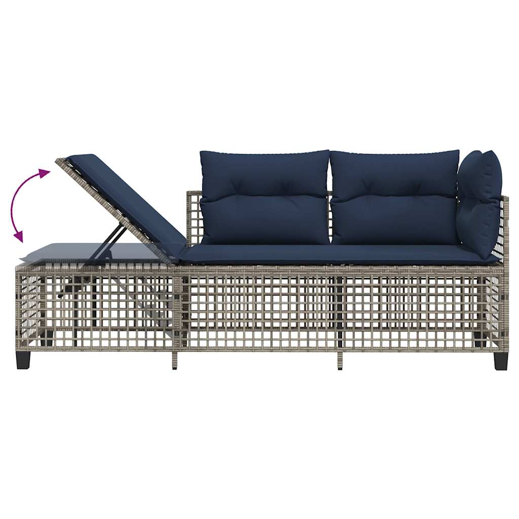 vidaXL 3-teiliges Ecksofa-Set für den Garten mit Kissen, grau, Polyrattan