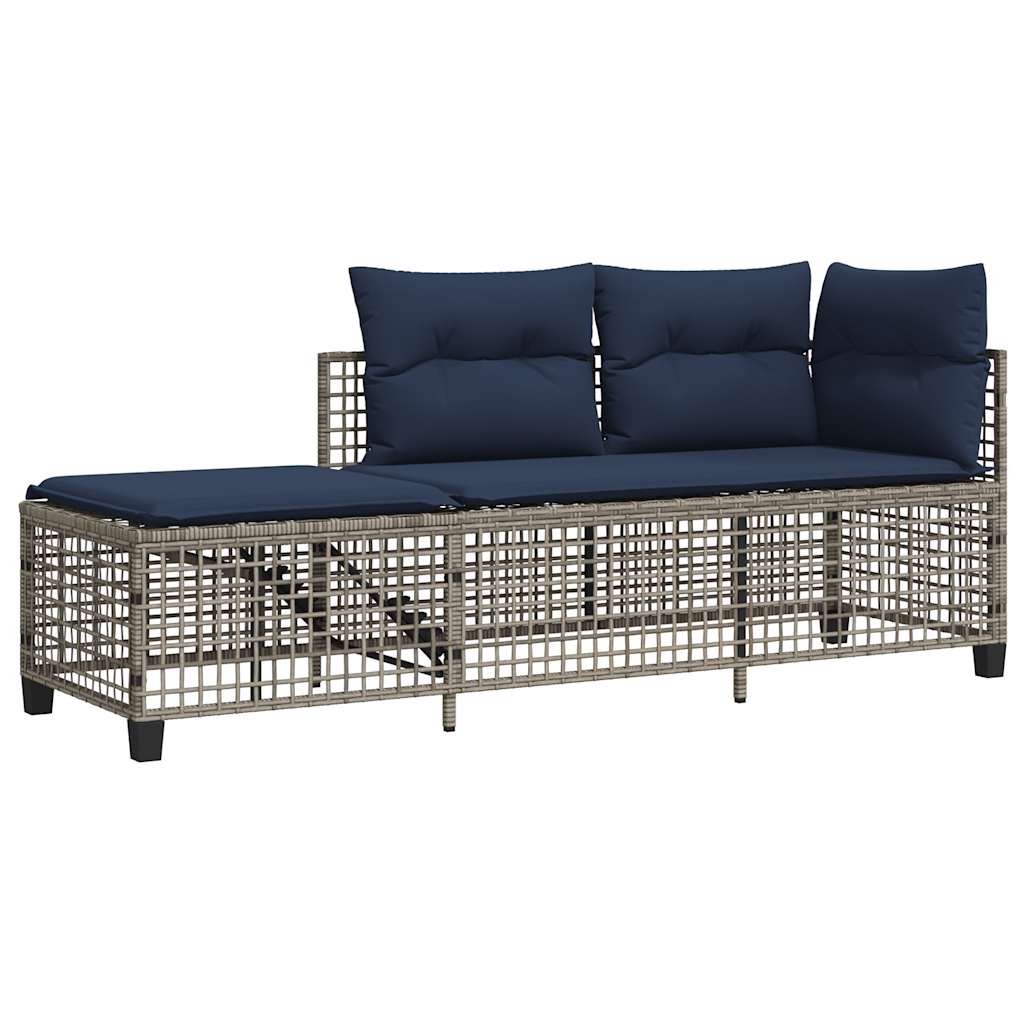vidaXL 3-teiliges Ecksofa-Set für den Garten mit Kissen, grau, Polyrattan