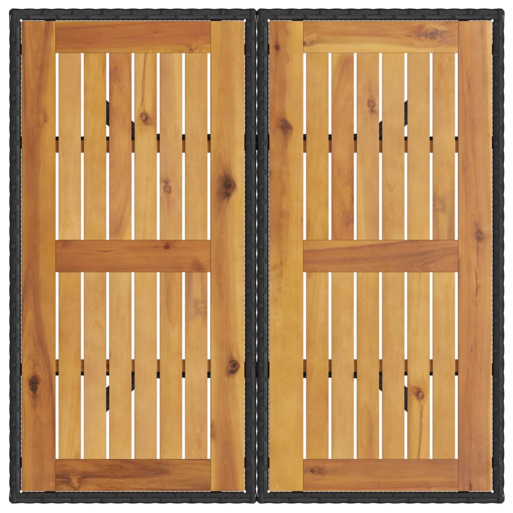 vidaXL Gartentisch mit Holzplatte Schwarz 80x80x75 cm Poly Rattan