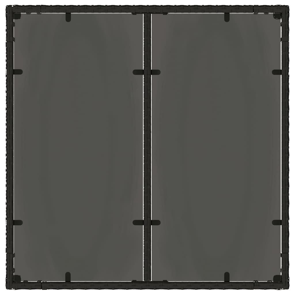 vidaXL Gartentisch mit Glasplatte Schwarz 90x90x75 cm Poly Rattan