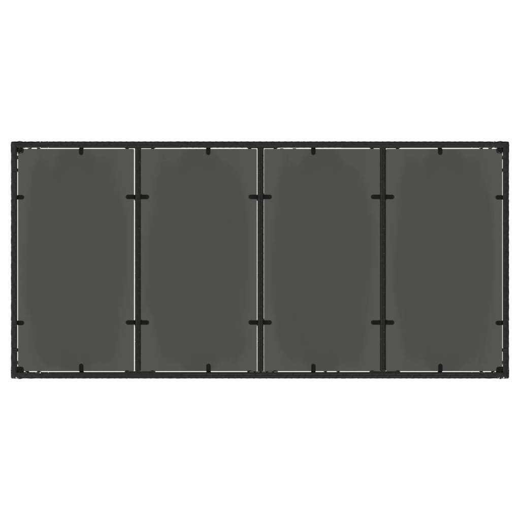 vidaXL Gartentisch mit Glasplatte Schwarz 190x90x75 cm Poly Rattan