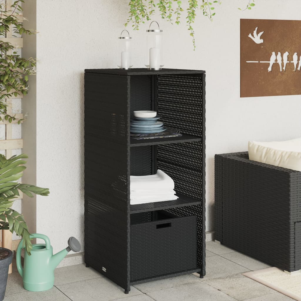 vidaXL Gartenschrank Schwarz 50x55x115 cm Poly Rattan