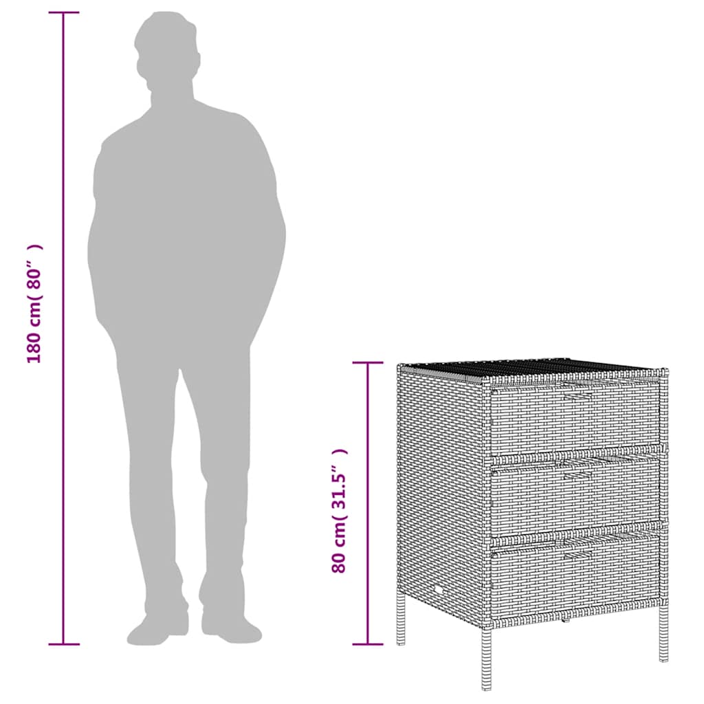 vidaXL Gartenschrank Schwarz 55x59x80 cm Poly Rattan