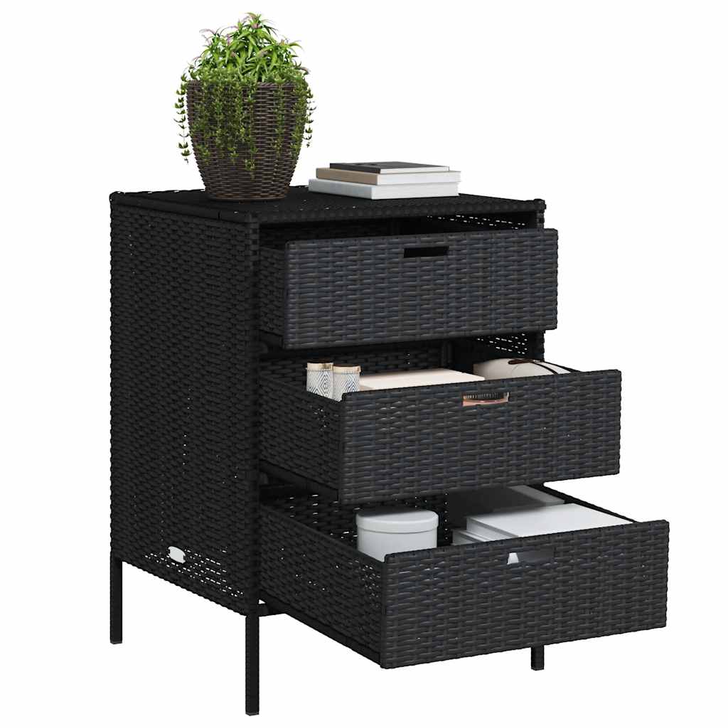 vidaXL Gartenschrank Schwarz 55x59x80 cm Poly Rattan