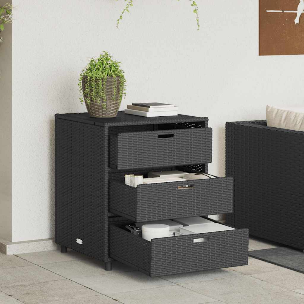 vidaXL Gartenschrank Schwarz 55x59x80 cm Poly Rattan