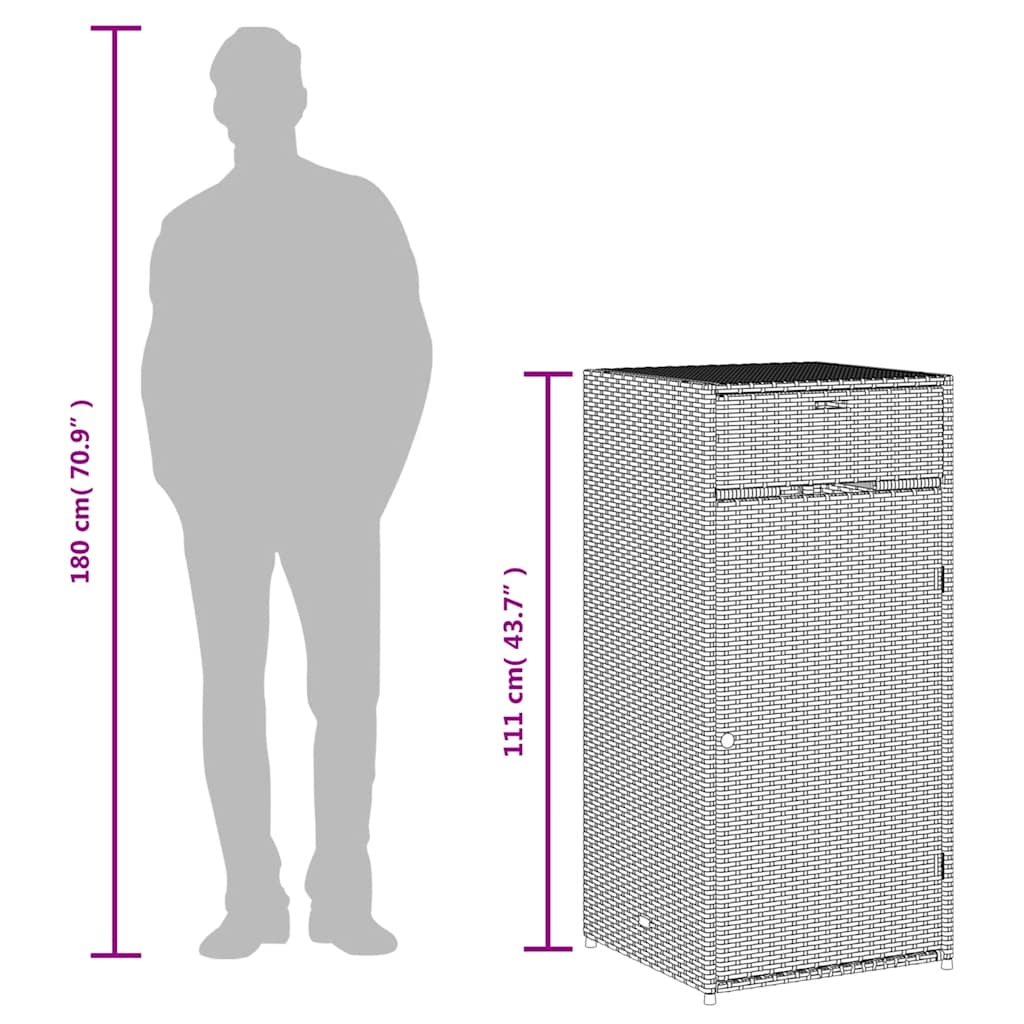 vidaXL Gartenschrank Schwarz 55x55x111 cm Poly Rattan