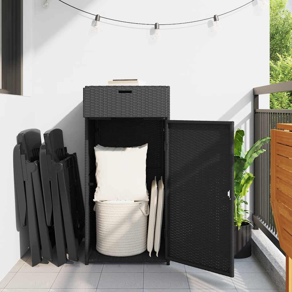 vidaXL Gartenschrank Schwarz 55x55x111 cm Poly Rattan