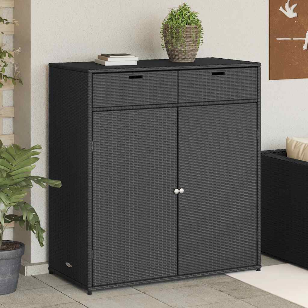 vidaXL Gartenschrank Schwarz 55x55x111 cm Poly Rattan