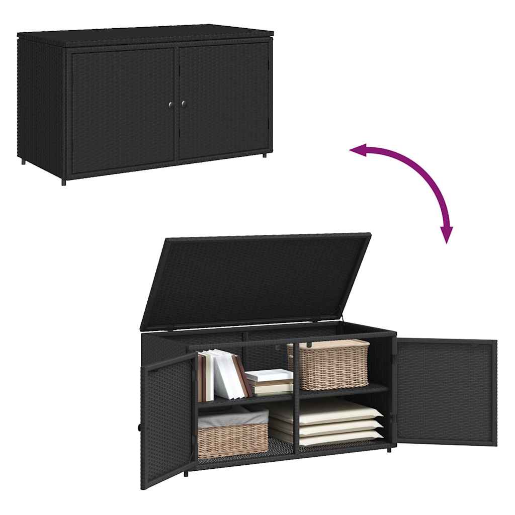 vidaXL Gartenschrank Schwarz 110x55x60,5 cm Poly Rattan