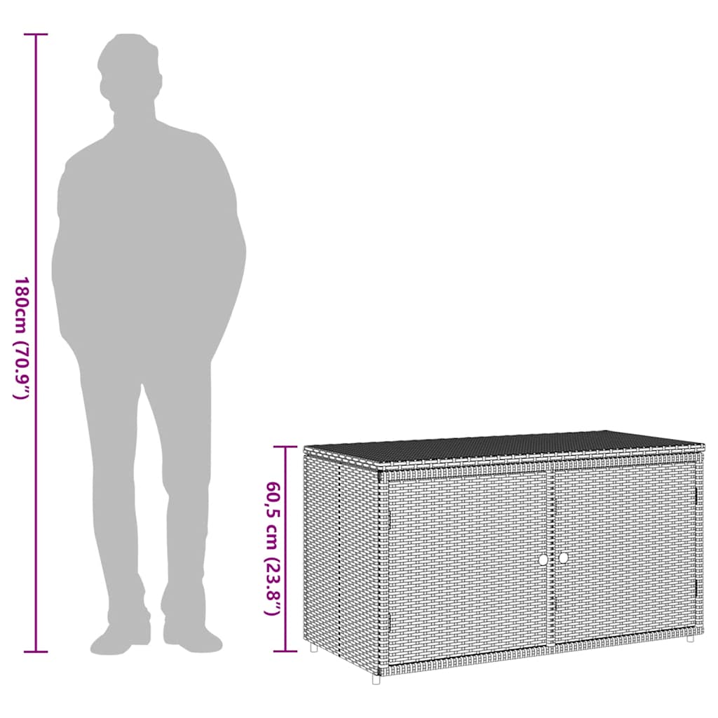 vidaXL Gartenschrank Schwarz 110x55x60,5 cm Poly Rattan