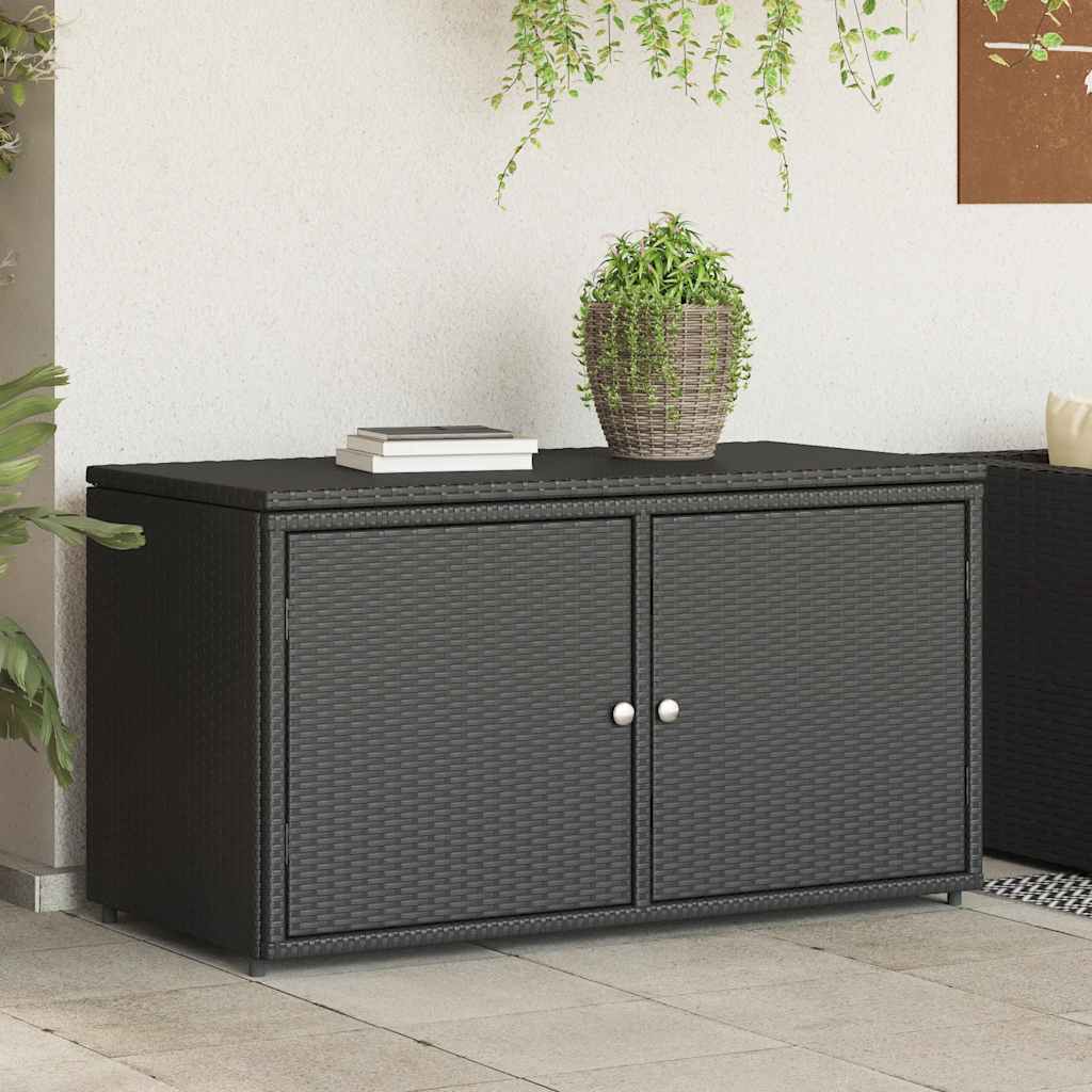 vidaXL Gartenschrank Schwarz 110x55x60,5 cm Poly Rattan