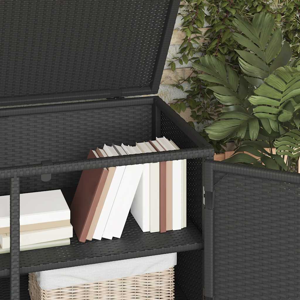 vidaXL Gartenschrank Schwarz 110x55x60,5 cm Poly Rattan